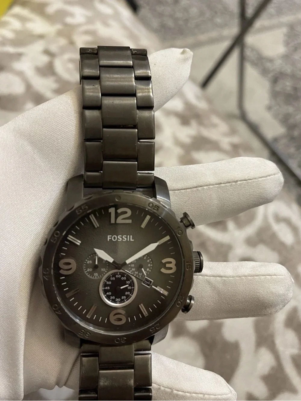 Fossil Nate Chronograph Smoke Quartz JR1437 Stainless Steel Watch